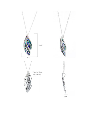 Anhänger Abalone-Perlmutt-Blatt - Verschiedene Blickwinkel - Schillernde Reflexe