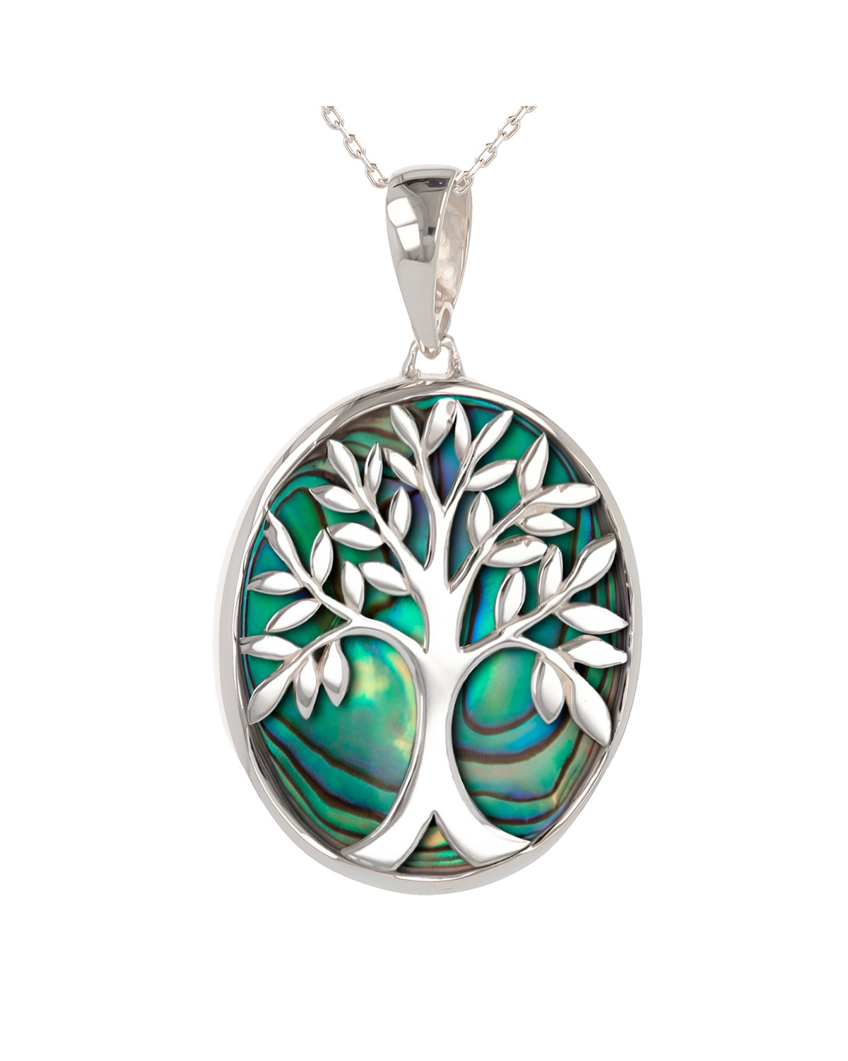 Tree of Life Pendant in Multicolor Abalone Shell and 925 Silver