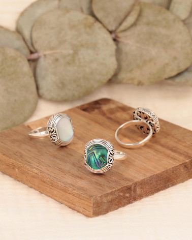 Anelli Madreperla Abalone Etnico Argento Massiccio 925