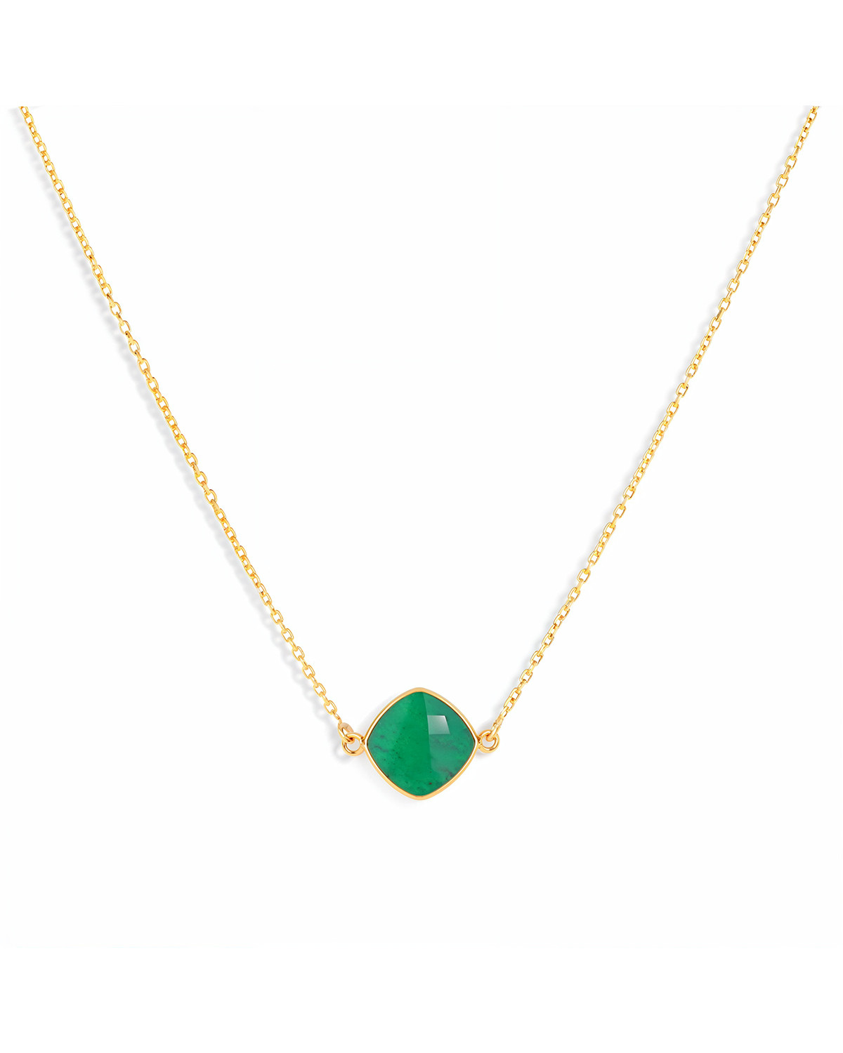 Collana con Smeraldo Trattato in Argento 925 Placcato Oro 18K - Jelena | Aden