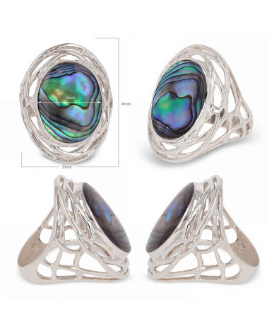 Anillo Madre perla Abalone Forma Oval Plata de Ley 925