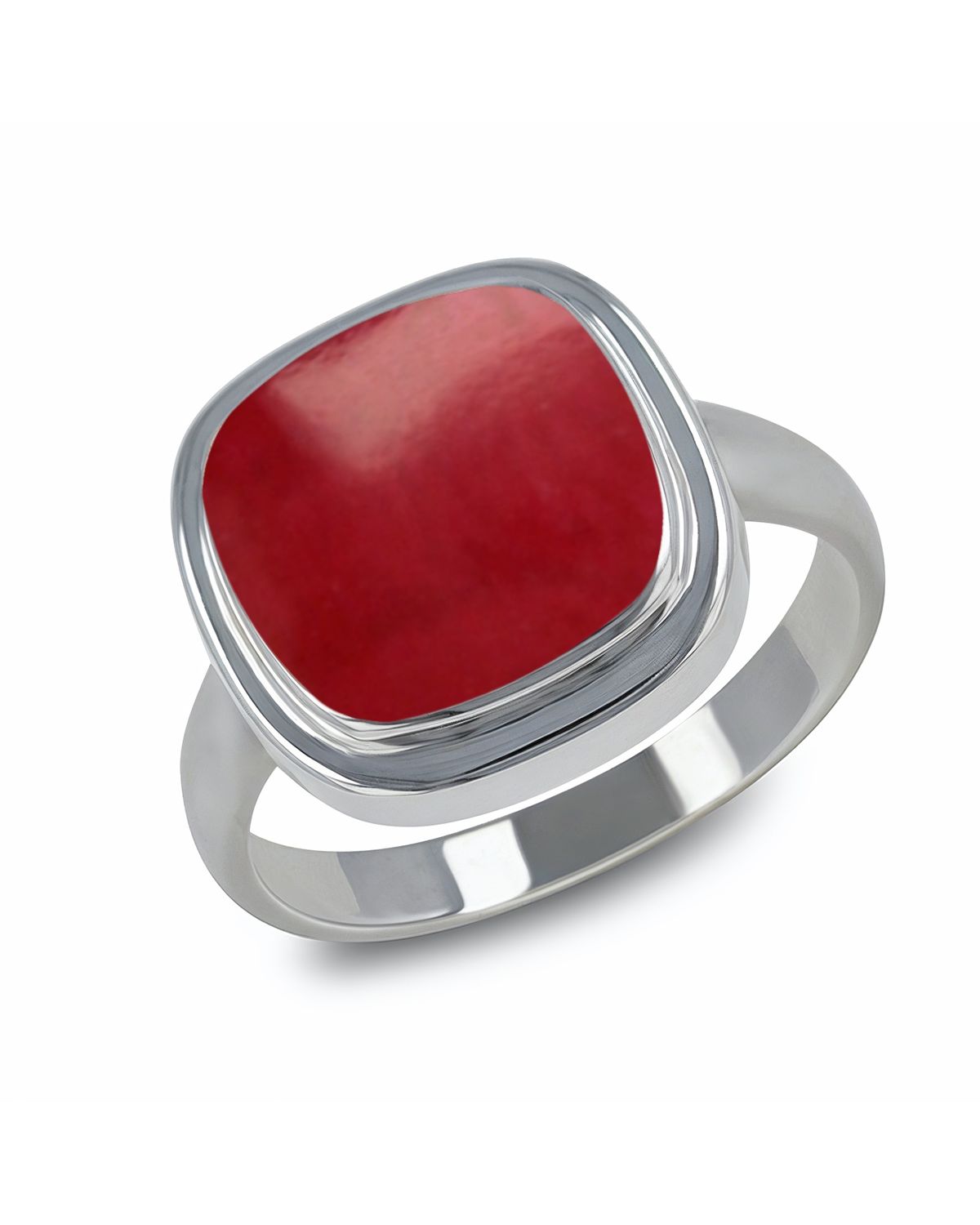 925 Silver Ring with Red Coral - Intense Radiance