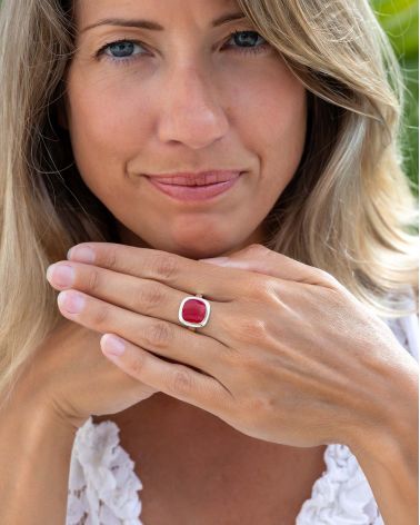 Anello in Argento 925 con Corallo Rosso - Maristella