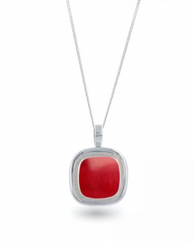 Marine Elegance Pendant in Red Coral and 925 Silver