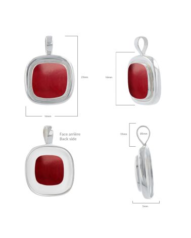 Marine Elegance Pendant - Different angle views - Red Coral and 925 Silver
