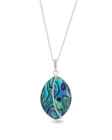 Abalone Mother of Pearl and 925 Silver Leaf Pendant - Séléna