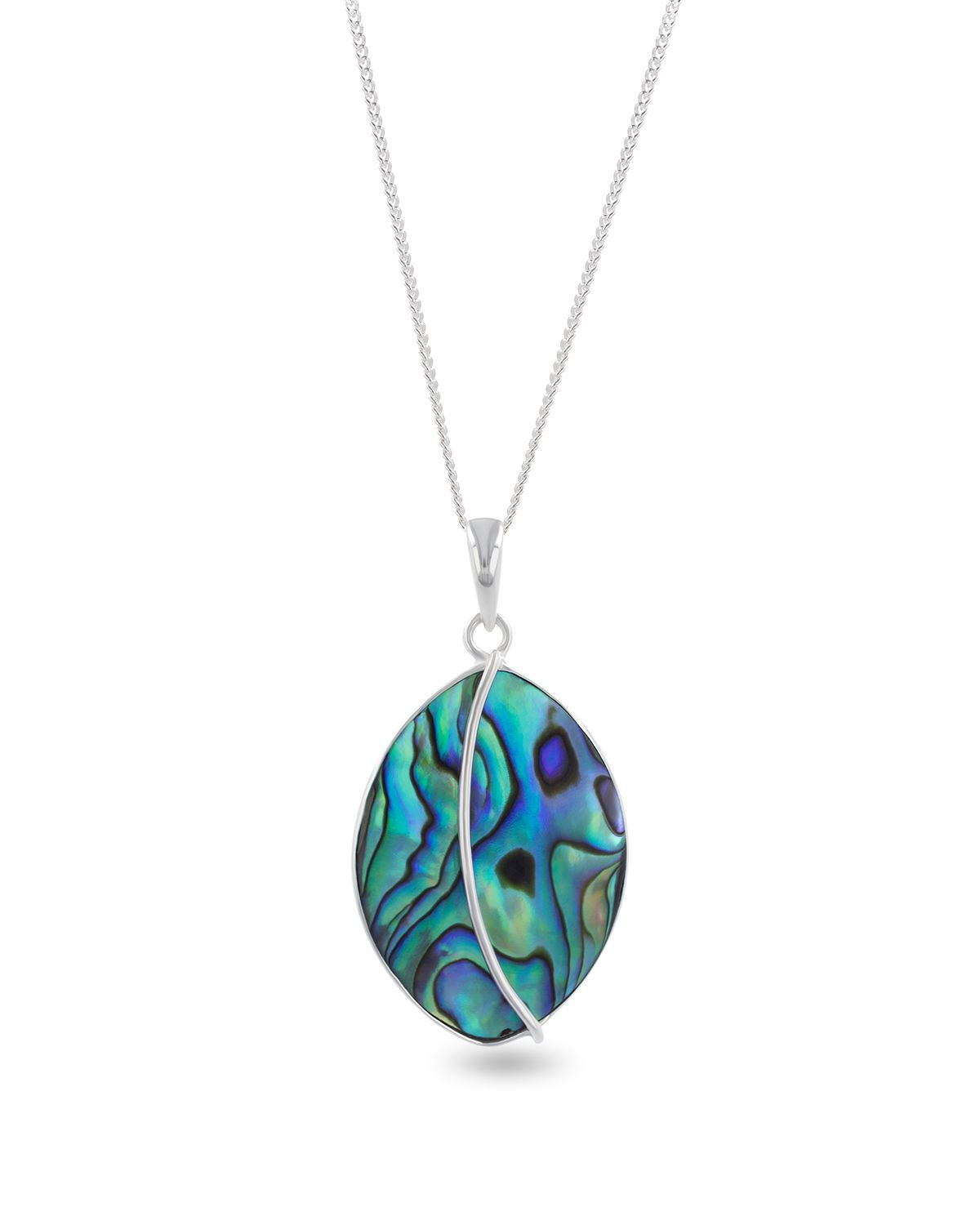 Pendente in Madreperla Abalone e Argento 925 Forma Foglia – Séléna