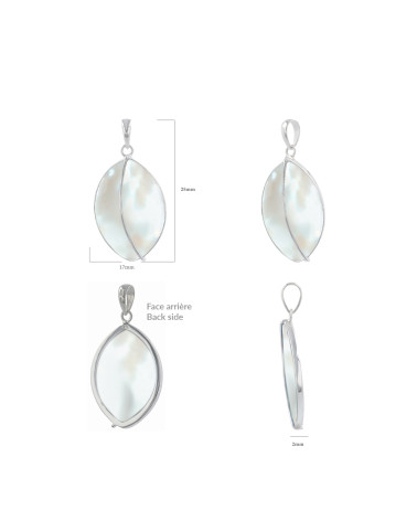 Séléna Anhänger-Set - Weißer Perlmutt-Blatt Schmuck - Aus Verschiedenen Blickwinkeln