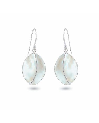 Séléna white mother-of-pearl & 925 silver earrings – main view