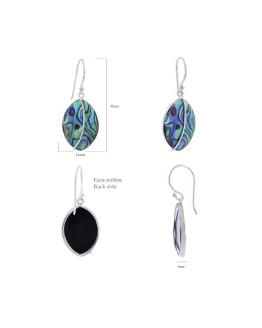 Orecchini etnici in madreperla bianca con montatura in argento 925