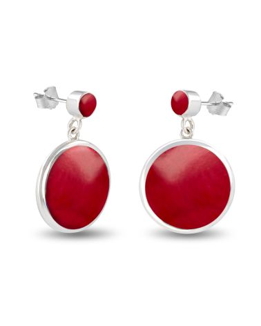 Red Coral and 925 Silver Earrings - NAEL