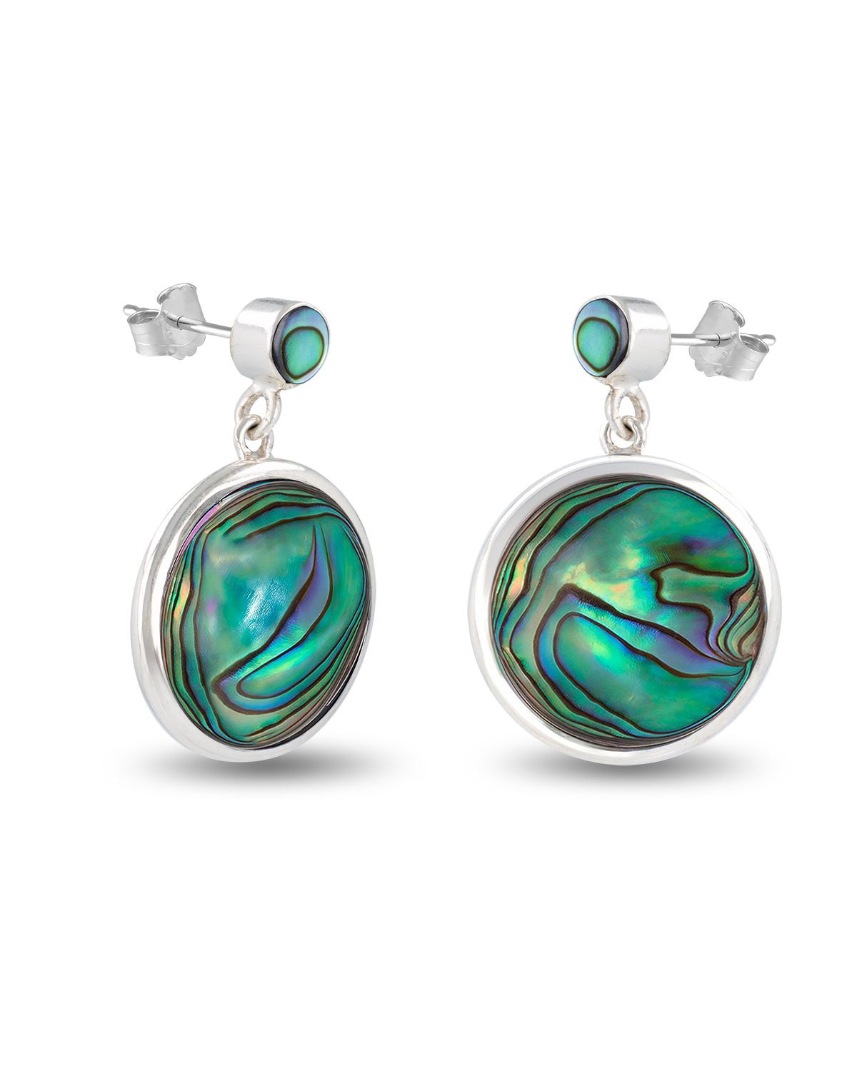 White mother-of-pearl ethnic earrings set in 925 silver