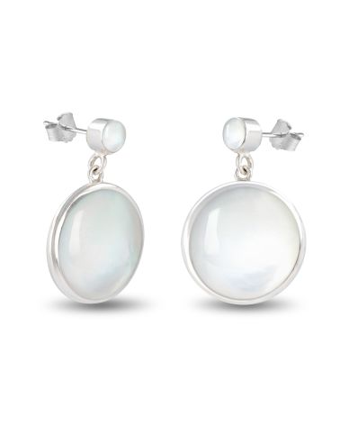 Boucles d'Oreilles en Nacre Blanche et Argent 925 - Nael