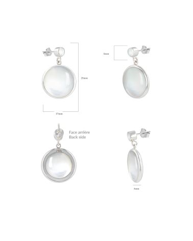 Boucles d'Oreilles en Nacre Blanche et Argent 925 - Nael