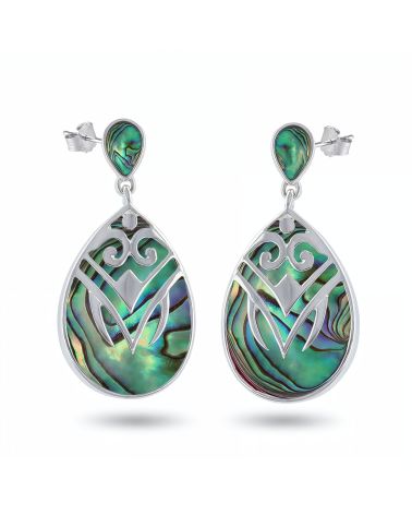 Boucles d'Oreilles en Nacre Abalone et Argent 925 - AMARU