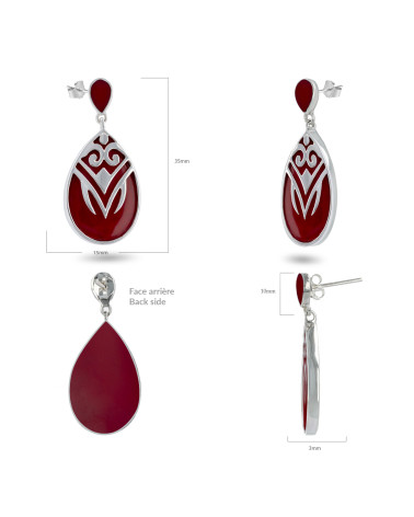 Orecchini etnici in madreperla bianca con montatura in argento 925