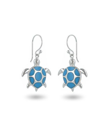 Boucles d'Oreilles Tortue en Turquoise et Argent 925 - HONU