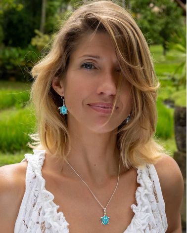 Boucles d'Oreilles Tortue en Turquoise et Argent 925 - HONU