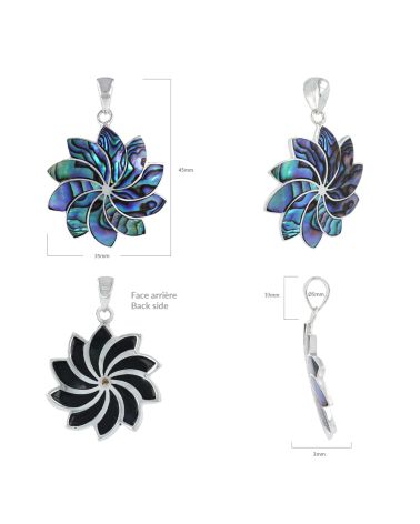 Set Blumen-Anhänger aus Abalone-Perlmutt - Handgefertigter 925 Silberschmuck - Verschiedene Ausführungen - Aus Verschiedenen Win