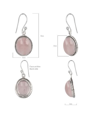925 Sterlingsilber Rosa Quarz Ovale Form Ohrringe
