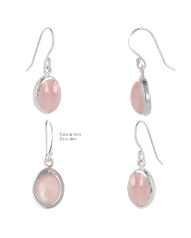 Boucles d'Oreilles en Quartz Rose et Argent 925 - CLEO