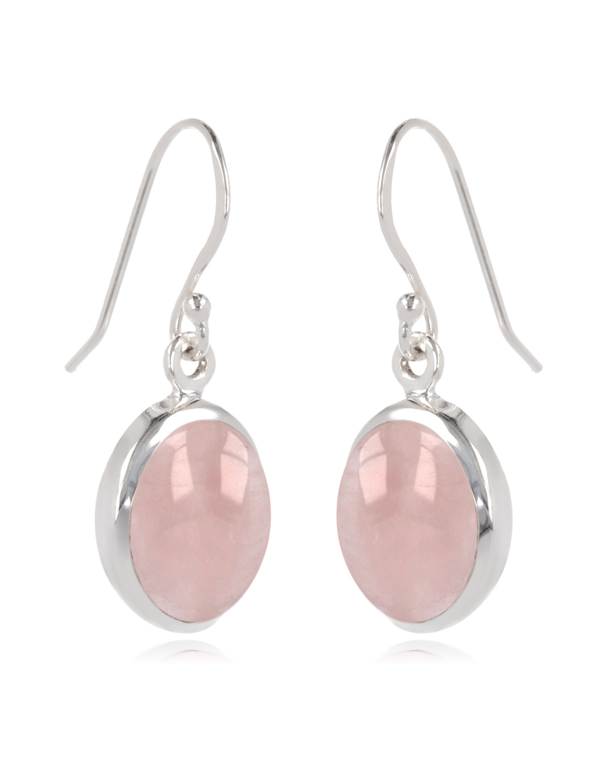 925 Sterlingsilber Rosa Quarz Ovale Form Ohrringe