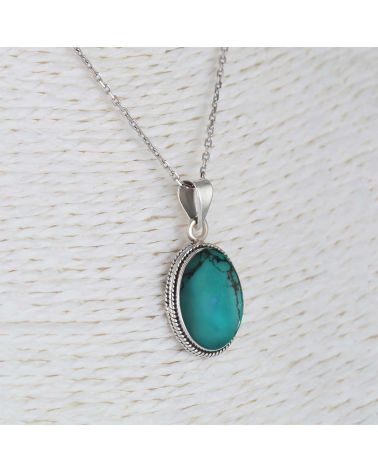 Colgante Turquesa Forma Oval Plata de Ley 925