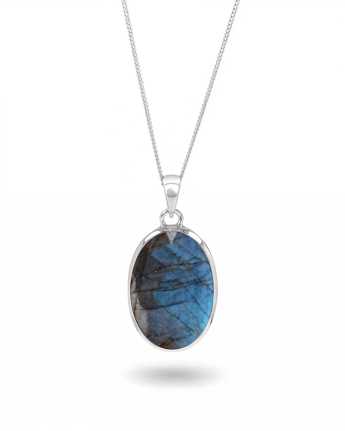 Natural Labradorite and 925 Silver Pendant - JANA