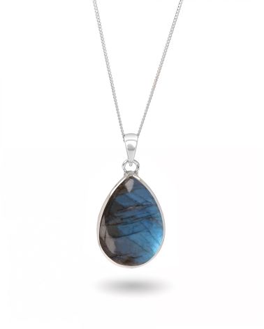 Natural labradorite pendant, pear shape, 925 silver setting – An exceptional piece of jewelry