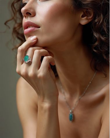 Bague en Turquoise Naturelle et Argent 925 - Aurora