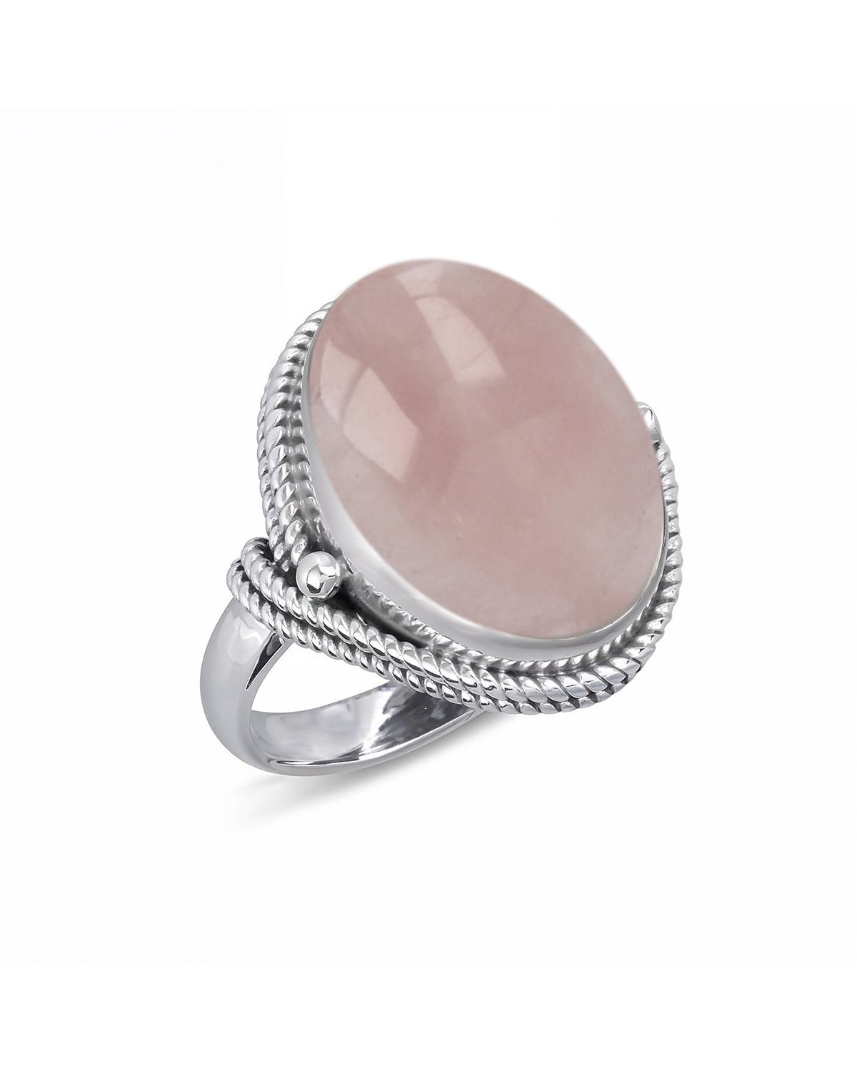 Anillo Cuarzo Rosa Forma Oval Plata de Ley 925