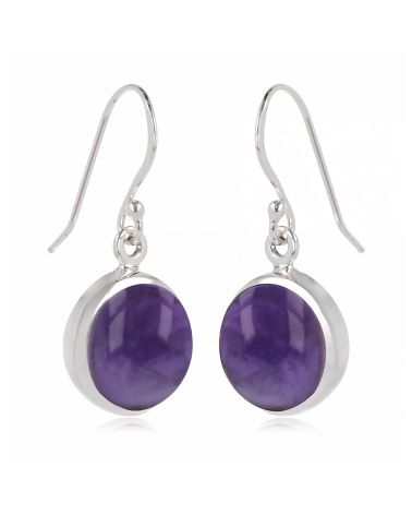 925 Sterlingsilber Amethyst Rund Form Ohrringe