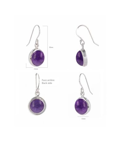 Boucles d'Oreilles en Améthyste Naturelle et Argent 925 - ILHONA