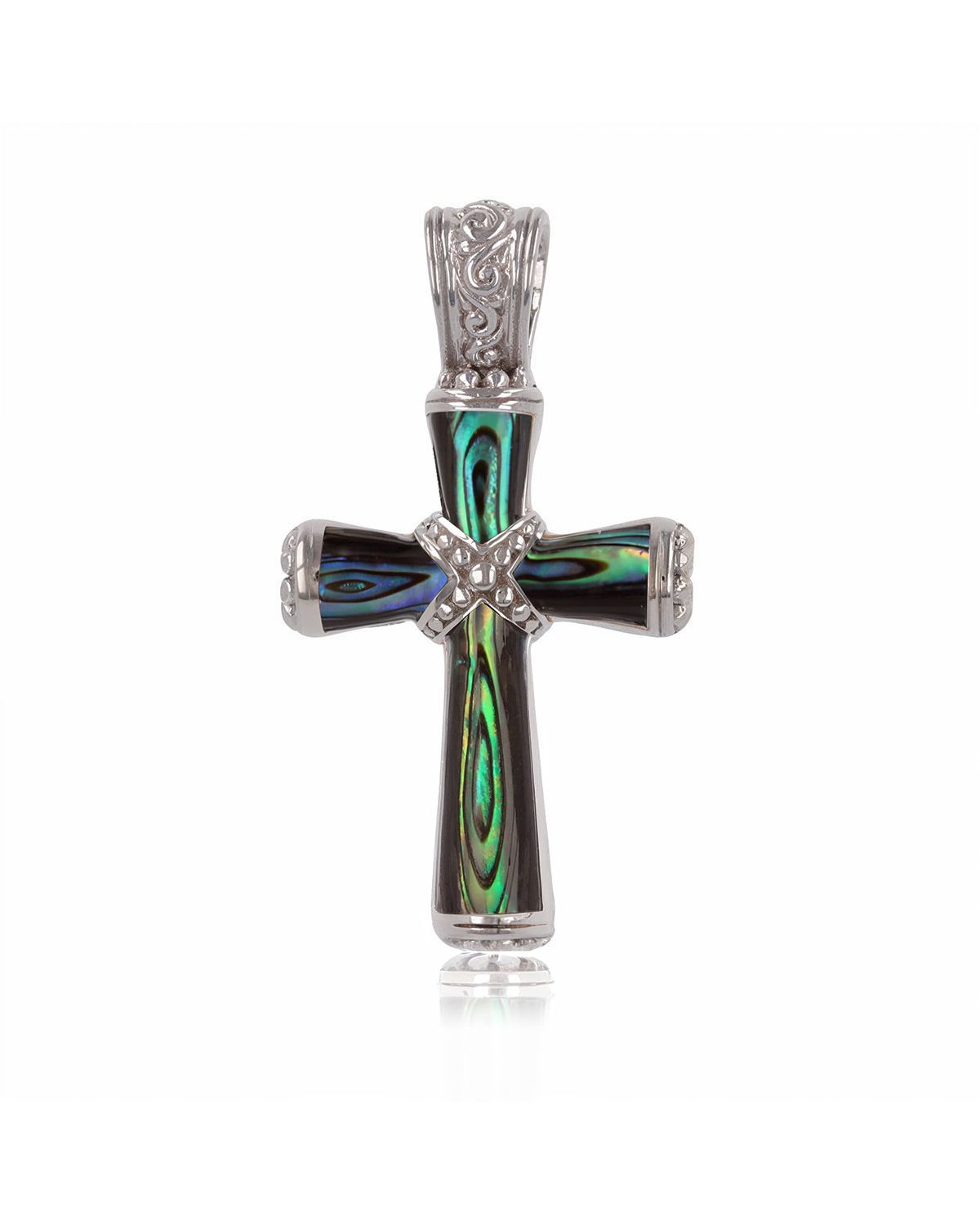 Pendentif Nacre abalone Argent massif forme croix femme homme