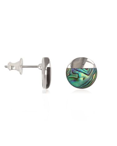 Orecchini Madreperla Abalone Forma Rotonda Argento Massiccio 925