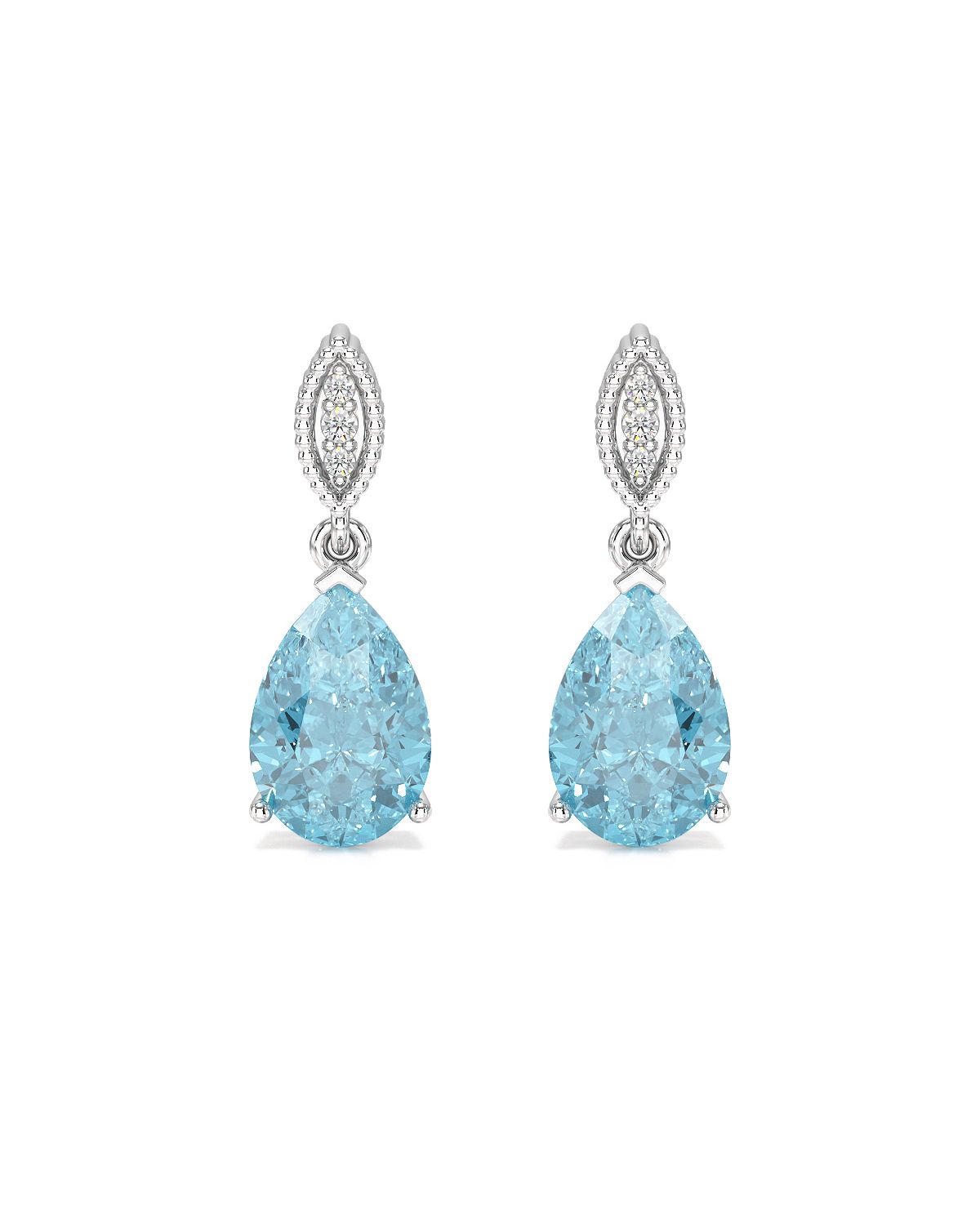 Pendientes de Plata 925 con Topacio Azul Cielo y Diamantes - VIVIENNE