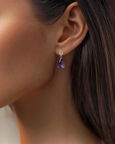 Orecchini in Argento 925 con Ametista e Diamanti - VIVIENNE
