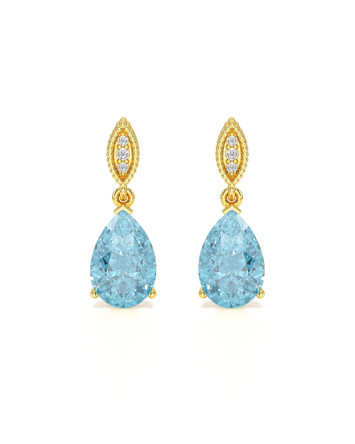 Blue Sky Topaz & Diamond Yellow Gold Earrings – VIVIENNE