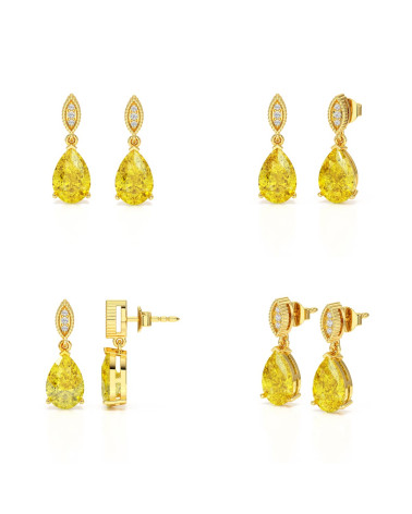Detallada de Pendientes de Citrina y Oro Amarillo - Fineza y Brillo