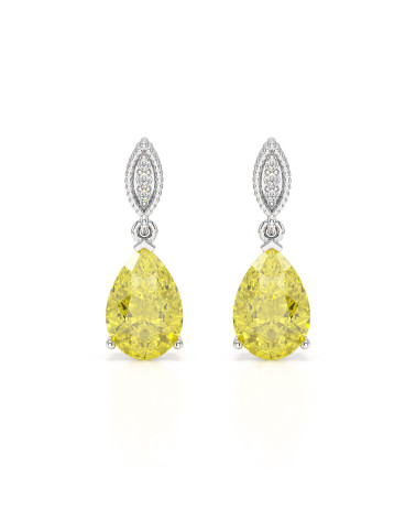 White Gold Citrine and Diamond Earrings - VIVIENNE Collection