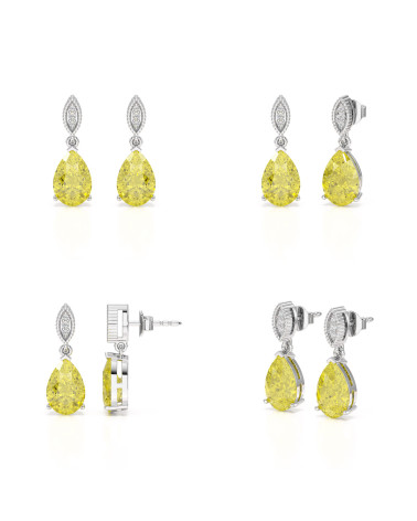 Vue rapprochée des Citrines Taille Poire et de l’Or Blanc – Finitions luxueuses