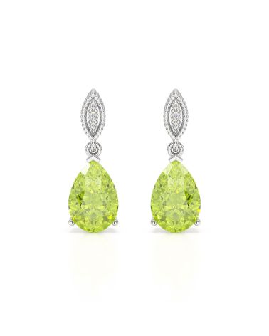 Peridot- und Diamant-Ohrringe – Natürlicher Glanz in Weißgold