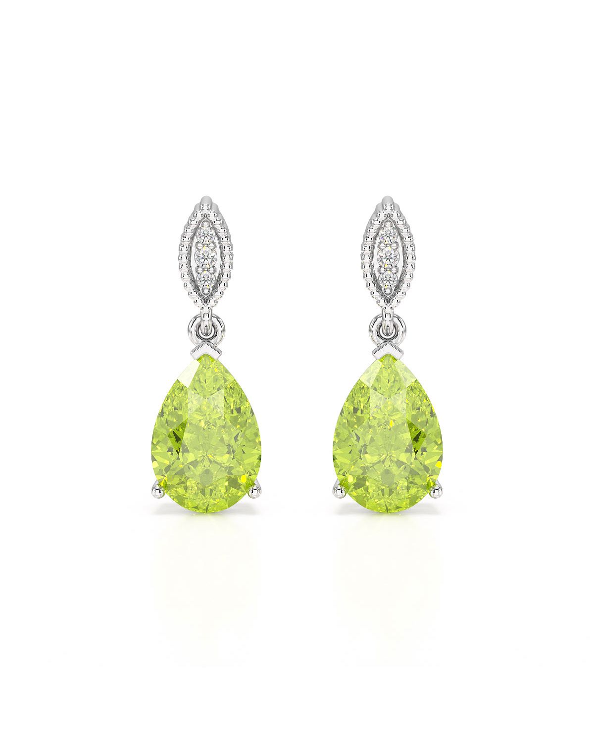 Pendientes de Peridoto y Diamantes en Plata de Ley 925 Rodinada – Colección VIVIENNE