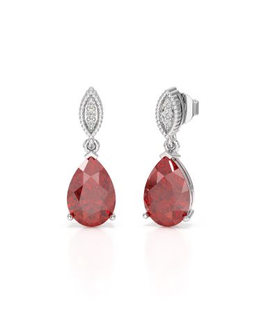 Boucles d’Oreilles Grenat et Or Blanc – Collection VIVIENNE
