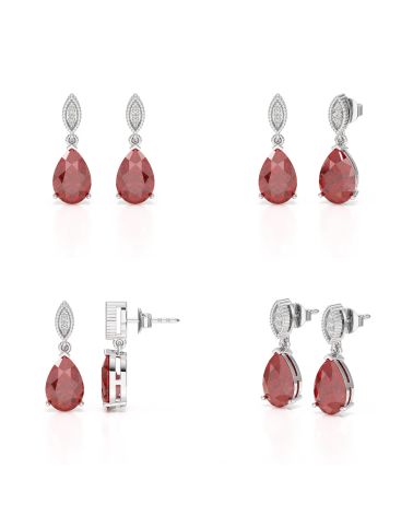 Detailed View of Garnet and Diamond Earrings – Finesse & Refinement