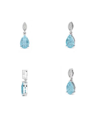 Vista completa del Colgante de Topacio Blue Sky con Diamantes – Piedra de Nacimiento de Diciembre