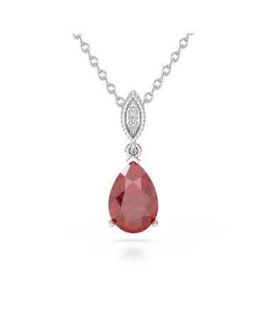 Collar con colgante de granate en plata 925 con diamantes – Colección VIVIENNE – Piedra de nacimiento de enero