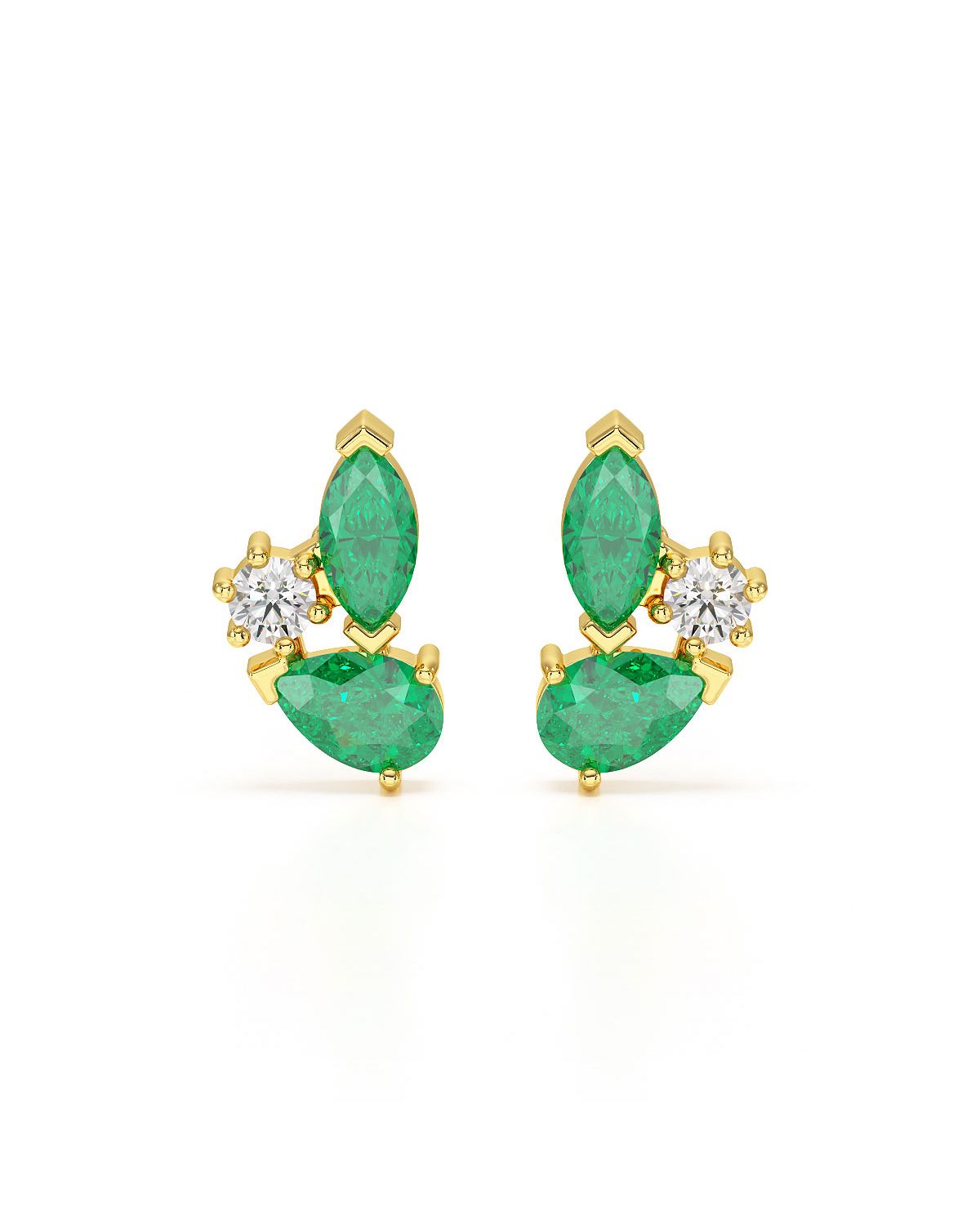 ARIA-Ohrringe – Gelbgold, Sambische Smaragde & Diamanten
