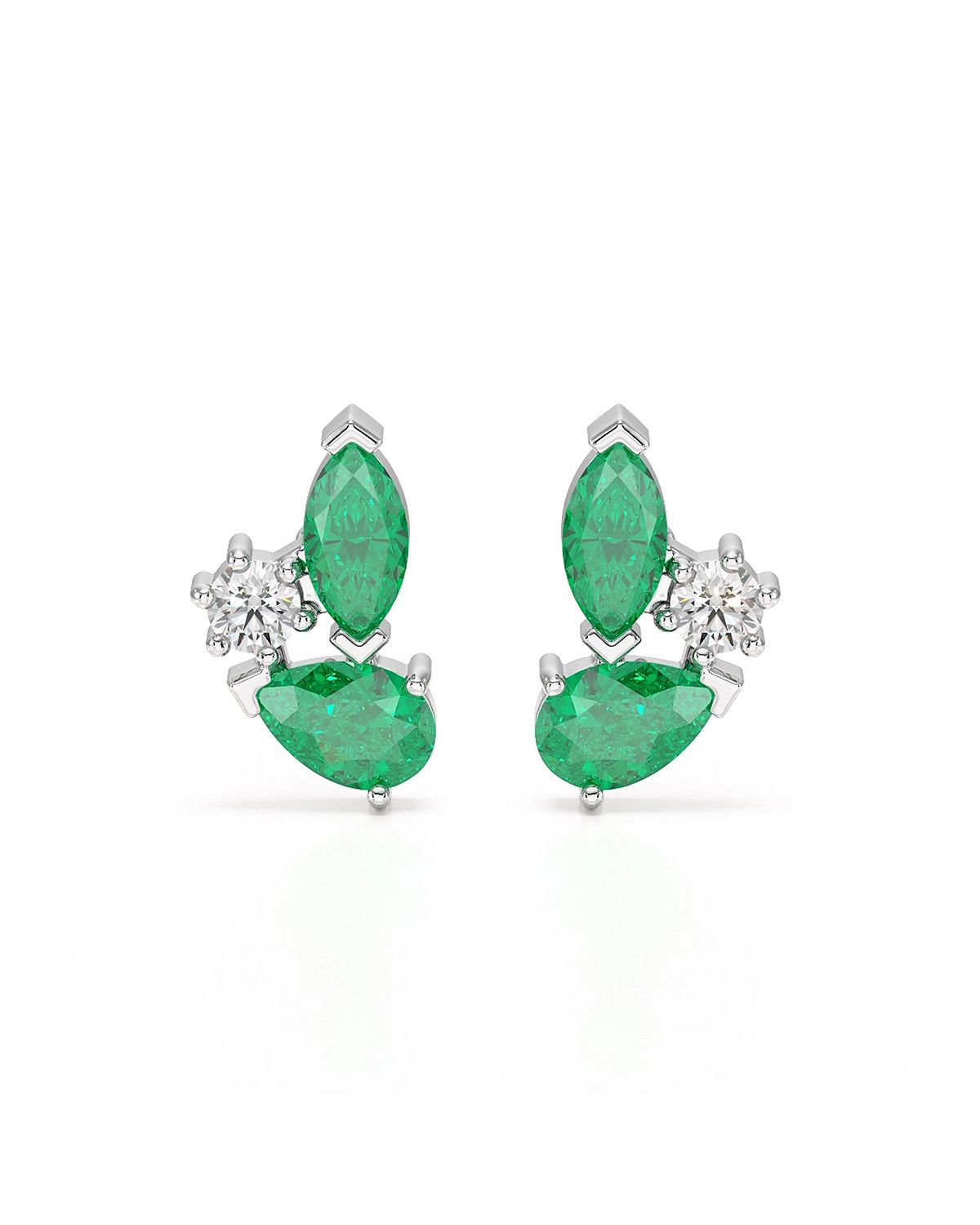 Pendientes ARIA - Plata 925 con Esmeralda y Diamante