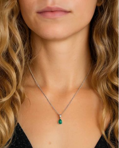 14K Gold Emerald Necklace Pendant Gold Chain included